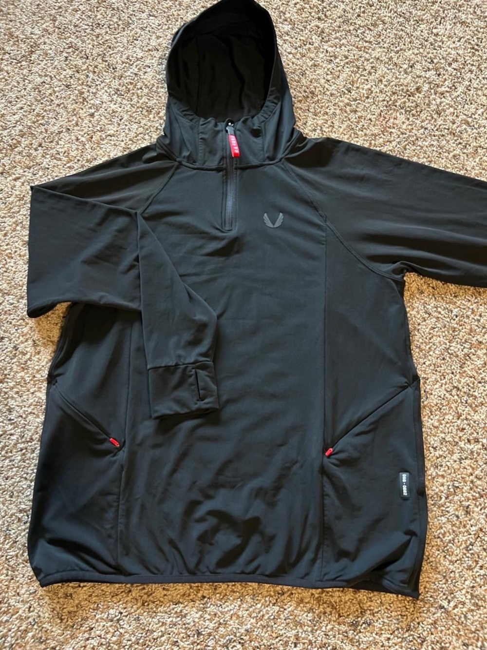 ASRV Black Hooded Performance Half-Zip Pullover